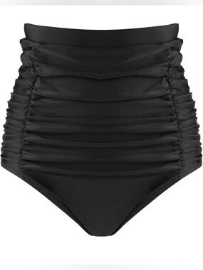 RELLECIGA High Waisted Bikini Bottom Tummy Control Ruched FullCoverageSwimBottom